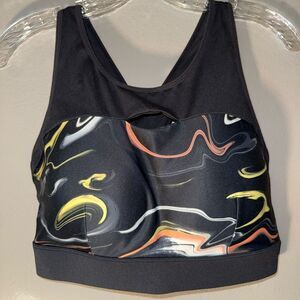 CRANE Black and Multicolor Women's Sports Bra built in pads Large
